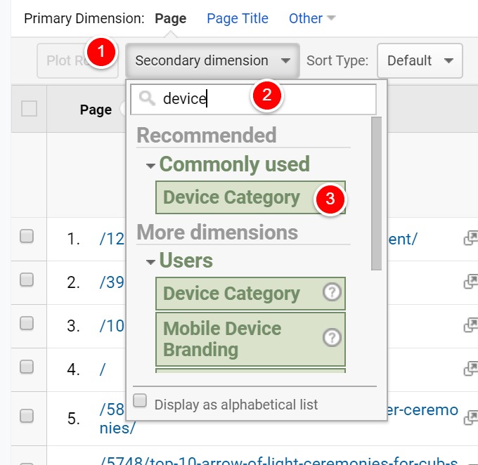 filter device category in google analytics